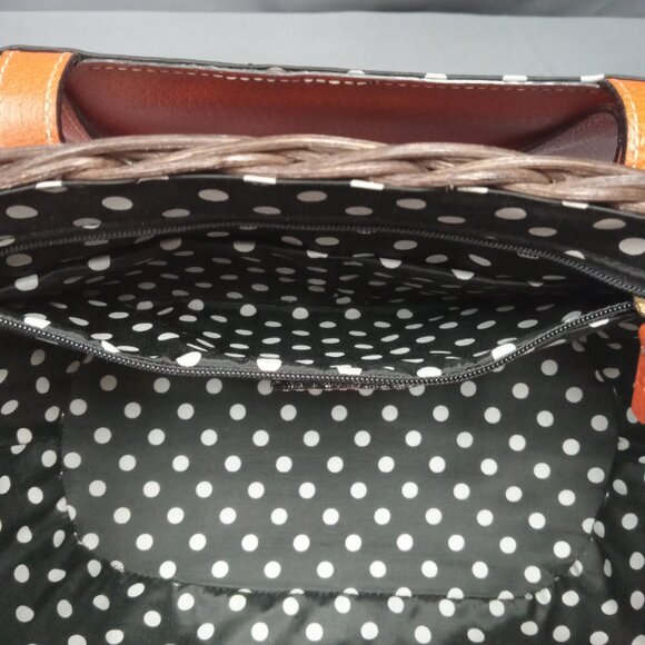 RARE! Vintage NEW WITH TAG! Dk Brown/Tomato KATE SPADE "HENLEY" Wicker Purse Bag - Picture 14 of 15